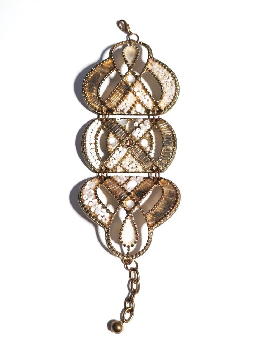 Beaded metal cuff bracelet